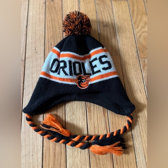Baltimore Orioles Knit Ski Snow Winter Cap Hat Beanie Puff Ball - Picture 2 of 4